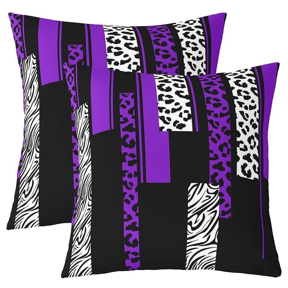 1610 Leopard Zebra Reversible Throw Pillow Covers 22 x 22-Inch Kids Cheetah